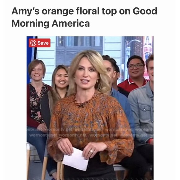 Calligraphie Orange Floral Boho Peasant Long Sleeve Smocked Blouse Size XL - Picture 10 of 10